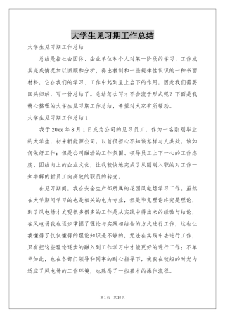 大学生见习期工作参考总结