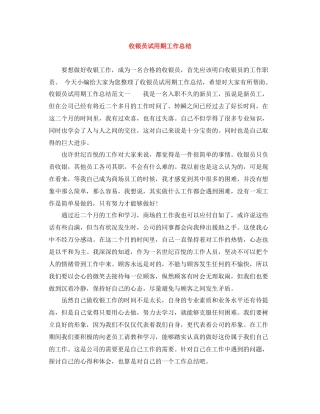 收银员试用期工作总结