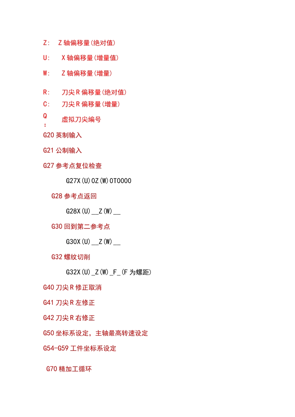 数控车床代码格式表_第2页