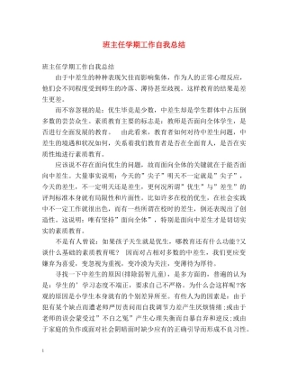 班主任学期工作自我总结2 