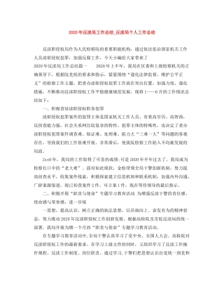 2020年反渎局工作总结_反渎局个人工作总结