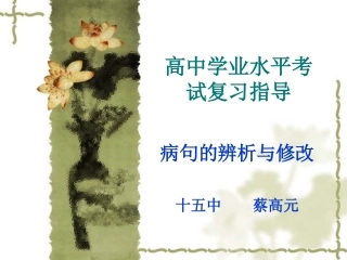 高中病句修改指导