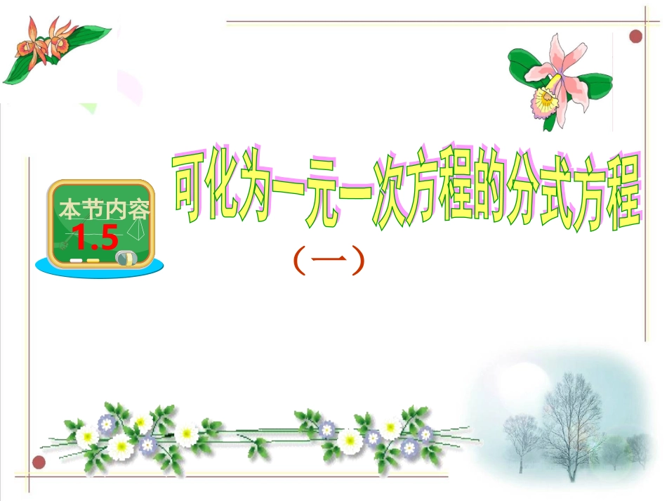 可化为一元一次方程的分式方程序_第1页