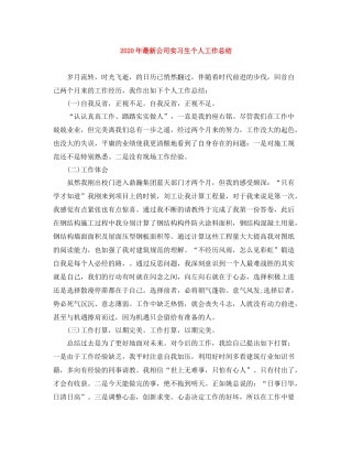 2020年公司实习生个人工作总结