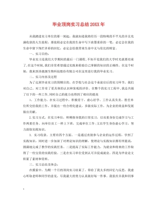 毕业顶岗实习总结20XX年 