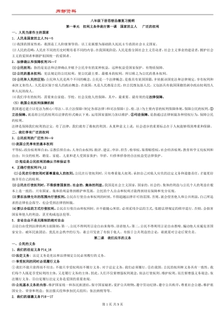 八年级下册思想品德复习(人教版)