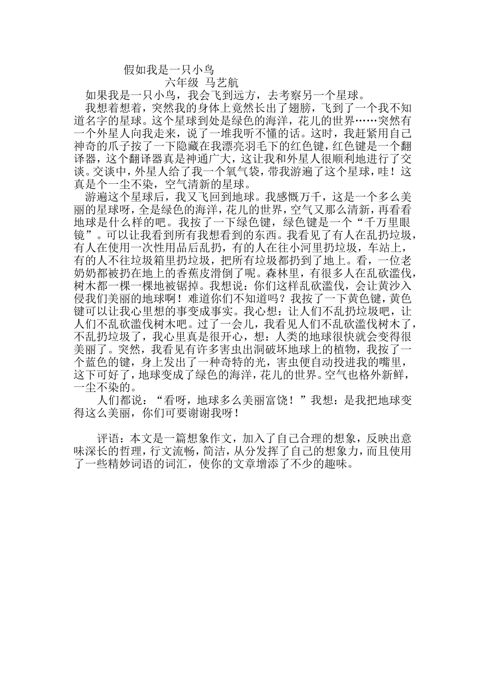 假如我是一只神奇的小鸟_第1页