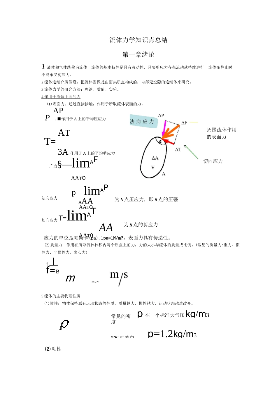 (完整版)流体力学知识点总结汇总_第1页