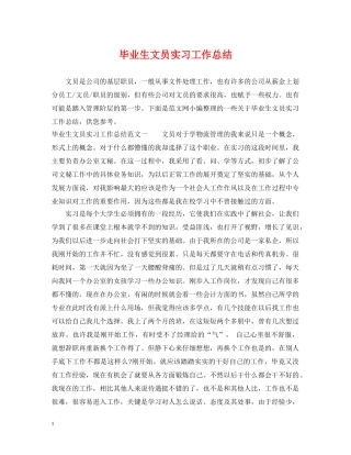毕业生文员实习工作总结 
