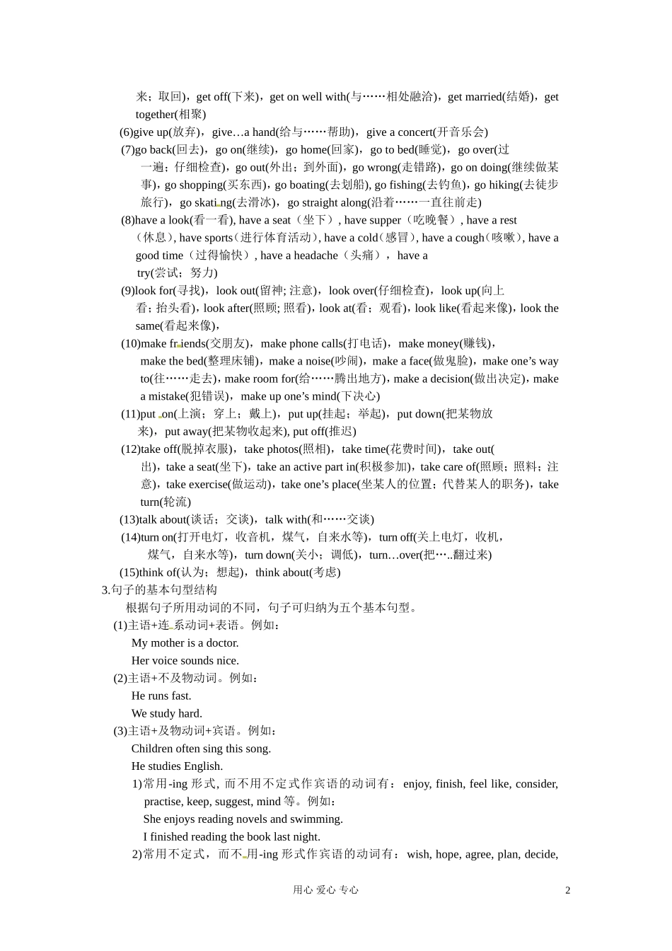 高一英语初高中衔接专题十二短语动词和句型的考点集汇讲解和训练_第2页