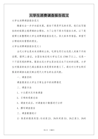 大学生消费调查报告范本