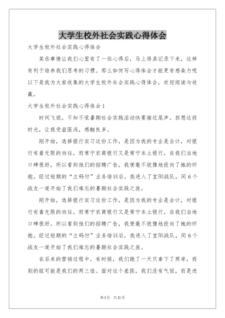 大学生校外社会实践体会心得