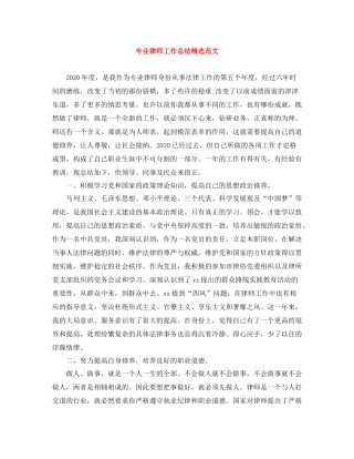 专业律师工作总结精选范文