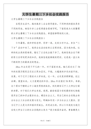 大学生暑期三下乡社会实践报告