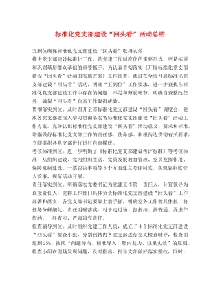 标准化党支部建设“回头看”活动总结 