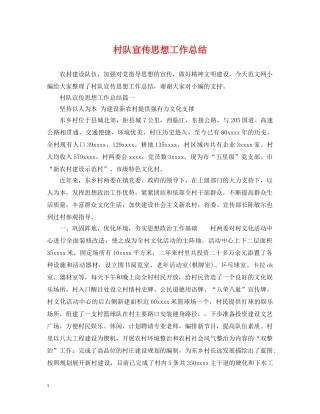 村队宣传思想工作总结 