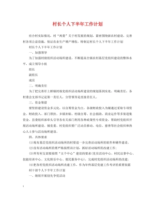 村长个人下半年工作计划 