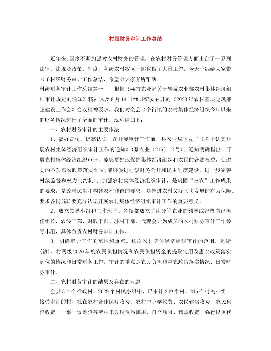 村级财务审计工作总结 _第1页