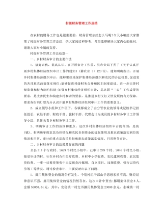 村级财务管理工作总结 