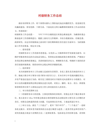村级财务工作总结 