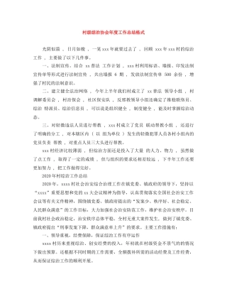 村级综治协会年度工作总结格式 