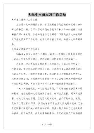 大学生文员实习工作参考总结