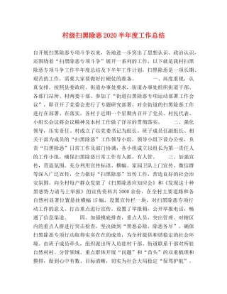 村级扫黑除恶2020半年度工作总结 