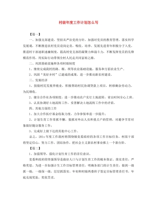 村级年度工作计划怎么写 