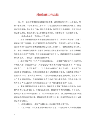 村级妇联工作总结 