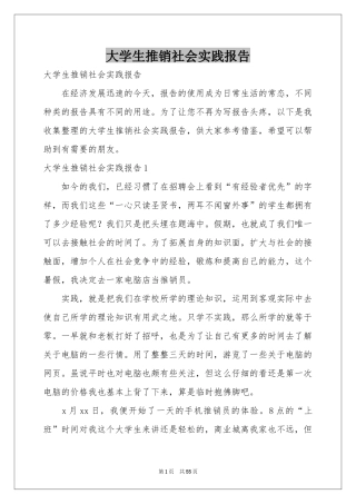 大学生推销社会实践报告