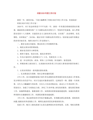村级2020年度工作计划 