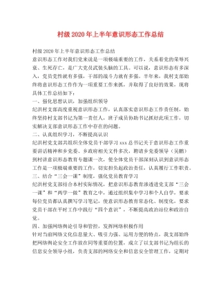村级2020年上半年意识形态工作总结 