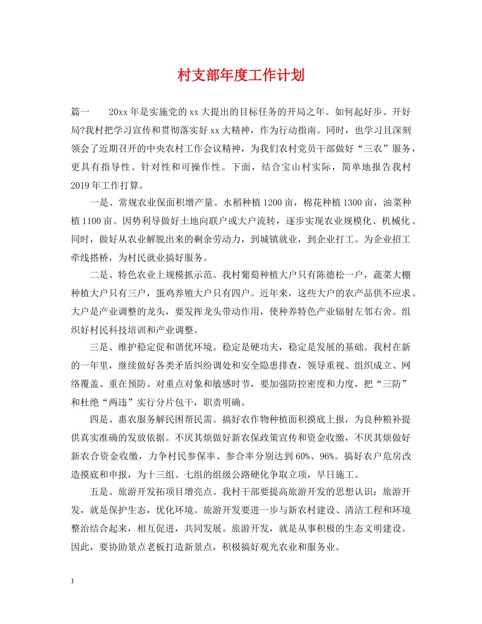 村支部年度工作计划 _第1页