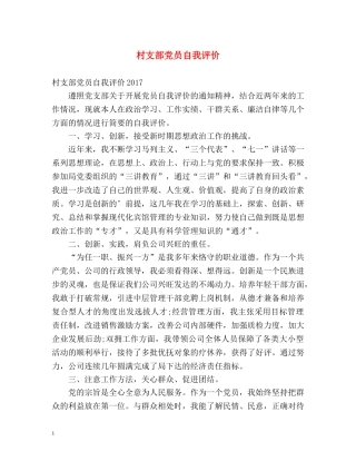 村支部党员自我评价 