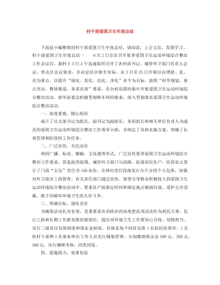 村干部爱国卫生年度总结 