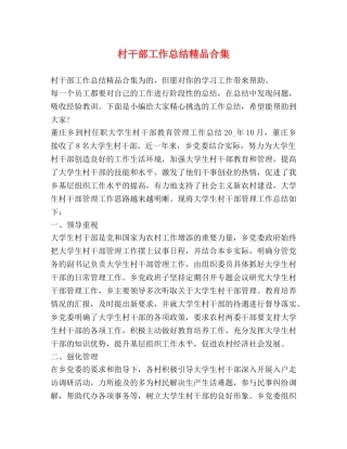村干部工作总结精品合集 
