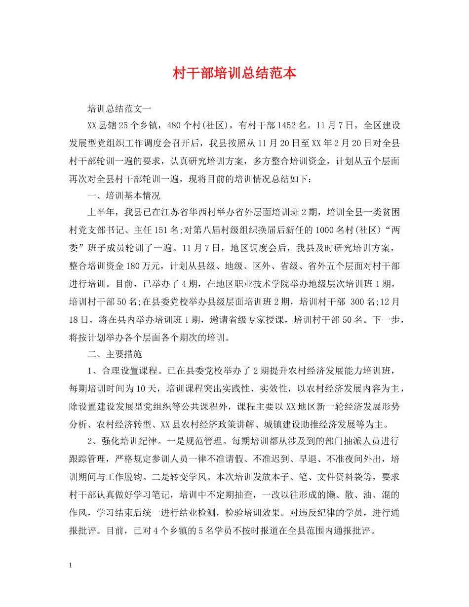 村干部培训总结范本 _第1页