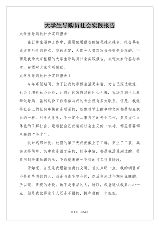 大学生导购员社会实践报告