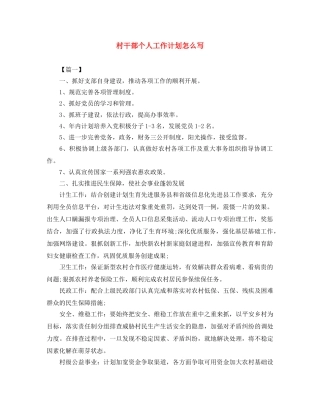 村干部个人工作计划怎么写 