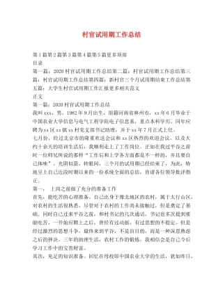 村官试用期工作总结 
