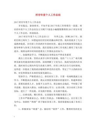 村官年度个人工作总结 