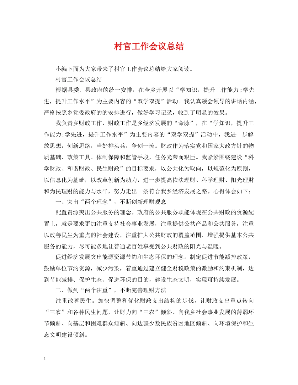 村官工作会议总结 _第1页