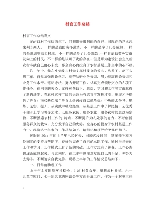 村官工作总结 