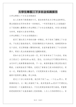 大学生寒假三下乡社会实践报告