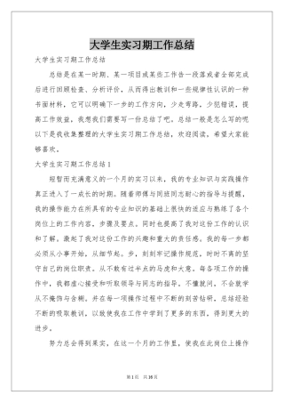 大学生实习期工作参考总结