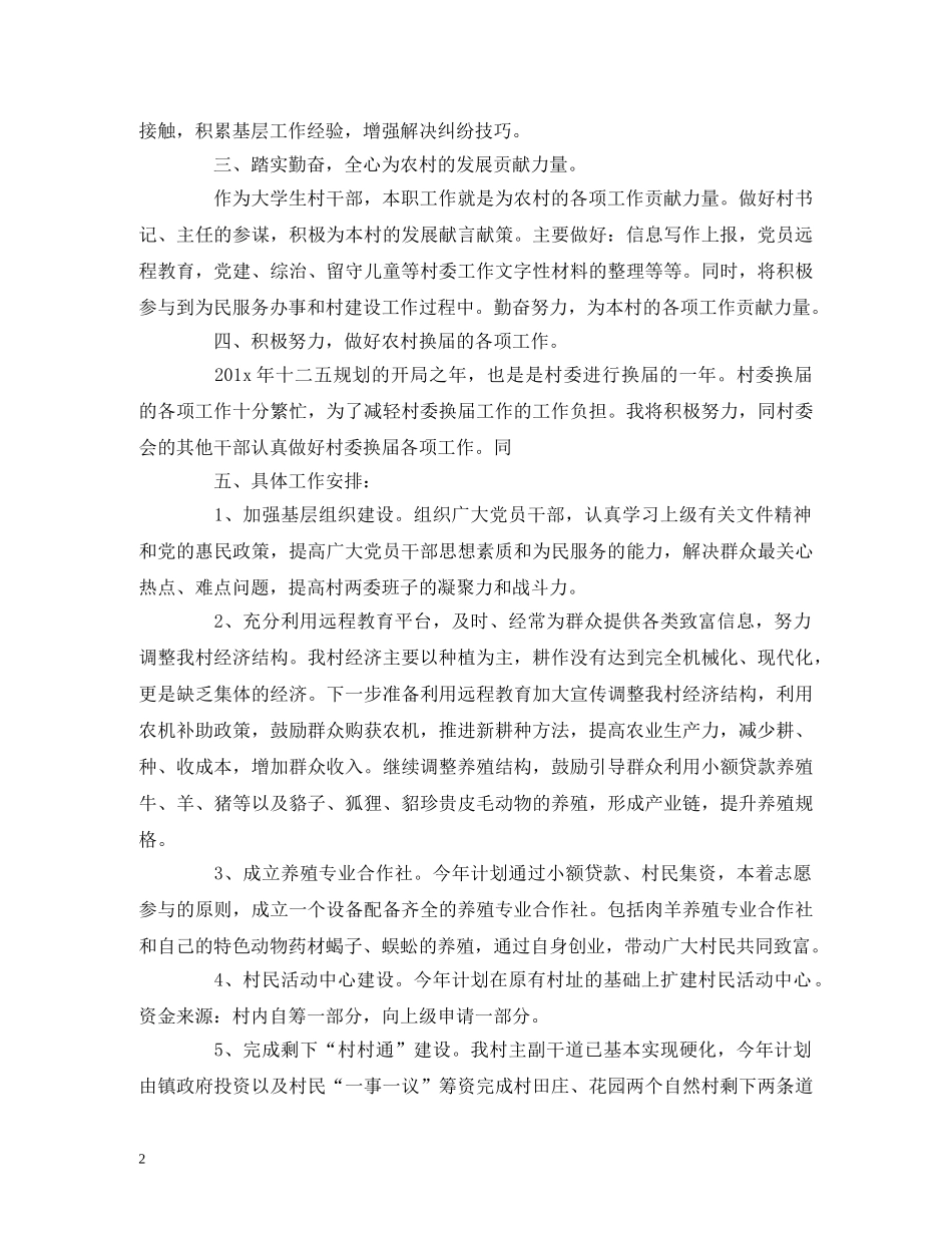 村委会工作计划报告范文3000字 (2) _第2页