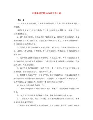 村委会团支部2020年工作计划 