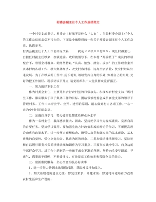 村委会副主任个人工作总结范文 