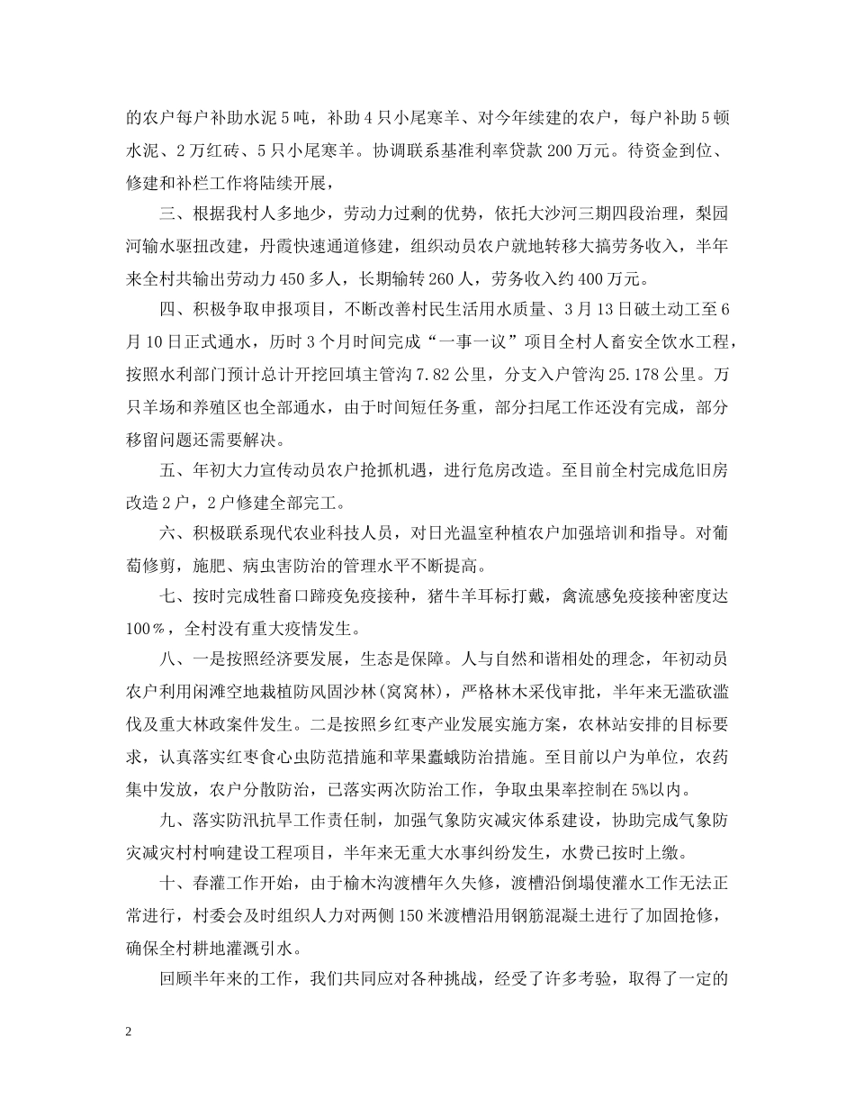 村委会上半年工作总结及下半年工作思路 _第2页
