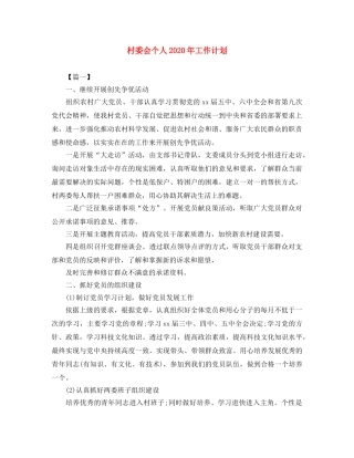 村委会个人2020年工作计划 